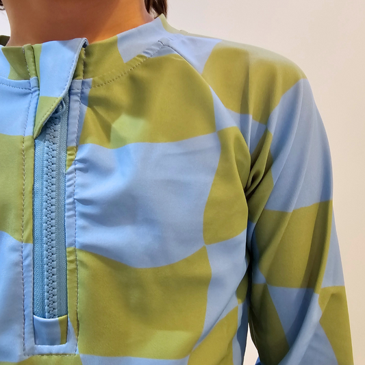 Long Sleeve Swim Shirt - Blue & Green Ari