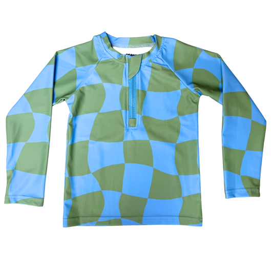 Long Sleeve Swim Shirt - Blue & Green Ari