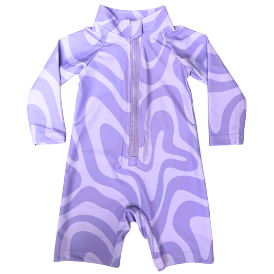 Long Sleeve Unisex One Piece with Zipper - Purple Finn